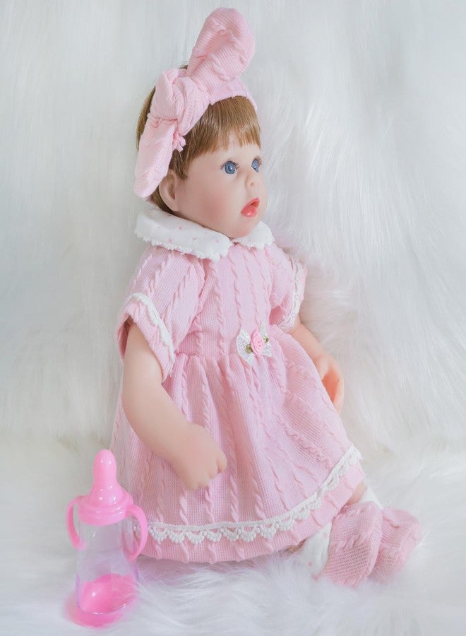 ENADOLL Lifelike Reborn Baby Doll, Newborn Baby Dolls Realistic 16 Inch Girl with Pink Headband Silicone Vinyl Weighted Soft Body Gift Set for Kids Age 3+ - Image 3
